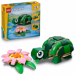 LEGO Creator 3 in 1 Turtle with Water Lily Flower 31377 – Rebuildable Animal Toy, 124 Pieces