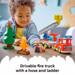 LEGO DUPLO Town Fire Truck with Hose & Firefighter 10473 – 28 Piece Toddler Building Set - Image 3