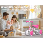 Allobebe Toddler Balance Ride-On Bike 4-Wheeled – Light Pink - Image 4