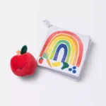 Cloud Island Fruits & Veggies Soft Activity Book with Plush Apple – Interactive Learning Toy for Babies