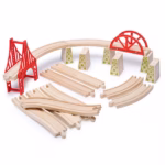 Bigjigs Rail Wooden Bridge Expansion Set – 18-Piece Train Track Accessory Set - Image 2