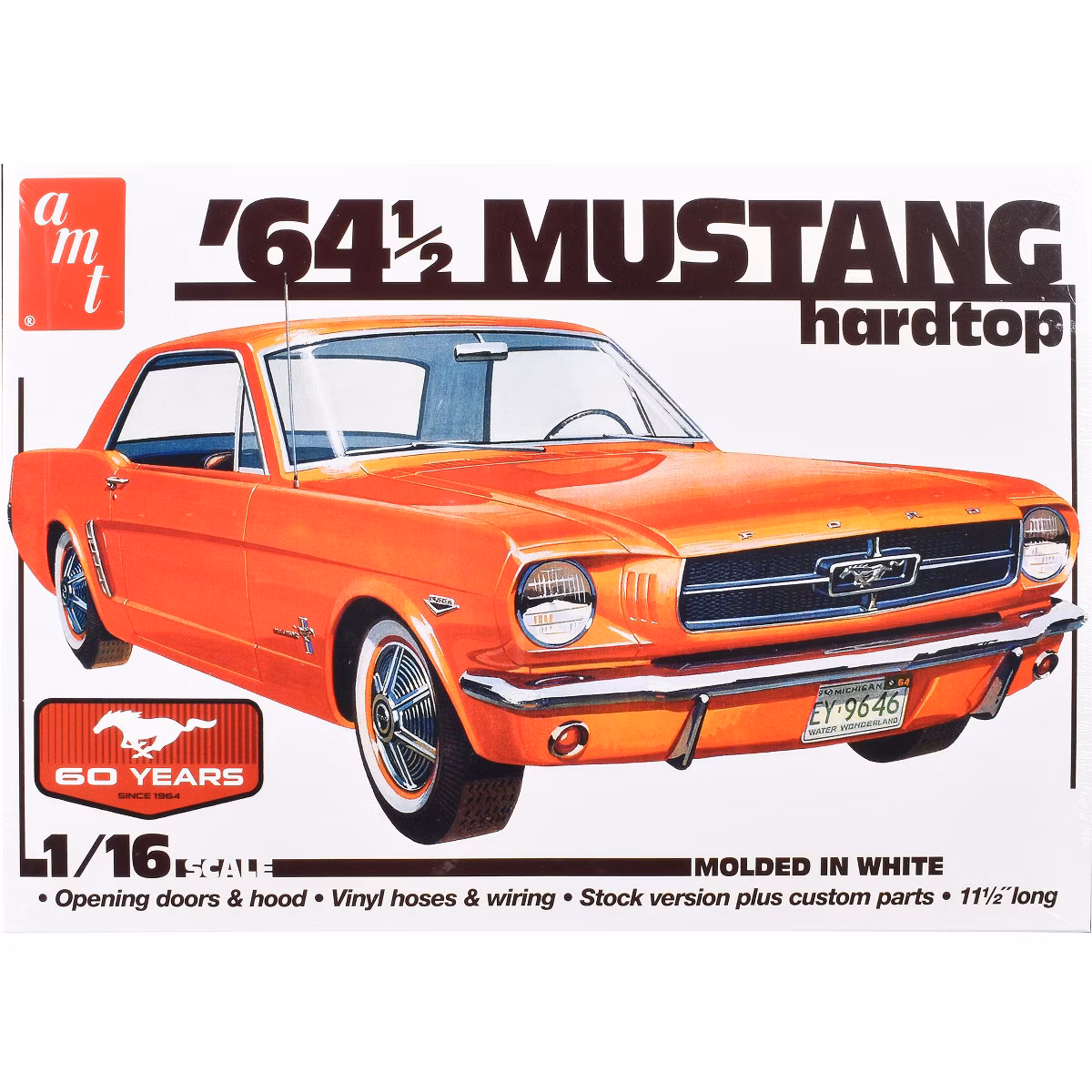 GUEST_49309775-3a7d-4546-bf45-52b684a1fedf Skill 3 Model Kit 1964 1/2 Ford Mustang Coupe 60th Anniversary – 1/16 Scale AMT - Image 1