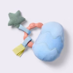 Cloud Island Interactive Egg Handheld Rattle Toy – Soft Sensory Baby Learning Toy with Mirror, Star & Ribbon Charms