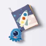 Cloud Island Interactive Space Soft Book & Rocket Plush Toy – Sensory Learning and On-the-Go Baby Activity Toy