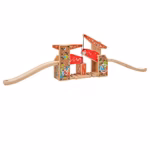 Bigjigs Rail Double Lifting Bridge – Wooden Train Track Accessory with Graffiti Design - Image 2