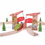 Bigjigs Rail Double Lifting Bridge – Wooden Train Track Accessory with Graffiti Design - Image 3