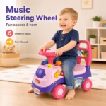 Allobebe Baby Animals Ride-On Toy – Musical Toddler Push Car with Storage & Anti-Tip Design, Purple, Ages 1–3 - Image 3
