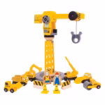 Bigjigs Rail Big Crane Construction Set – 13-Piece Wooden Railway Accessory Play Set