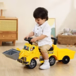 Allobebe Baby Bulldozer Wagon Ride-On Toy – Musical Construction Loader with Storage Bucket & Anti-Tip Design, Yellow, Ages 1–3 - Image 3