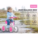 Allobebe Toddler Balance Ride-On Bike 4-Wheeled – Light Pink - Image 2