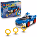 LEGO Sonic the Hedgehog Sonic: Speedster Lightning 77117 – Sonic Racing Car with Chaos Emerald, 126 Pieces