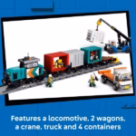 LEGO City Harbor Freight Train with Crane & Truck 60509 – Cargo Transport Hub Building Set, 803 Pieces - Image 4
